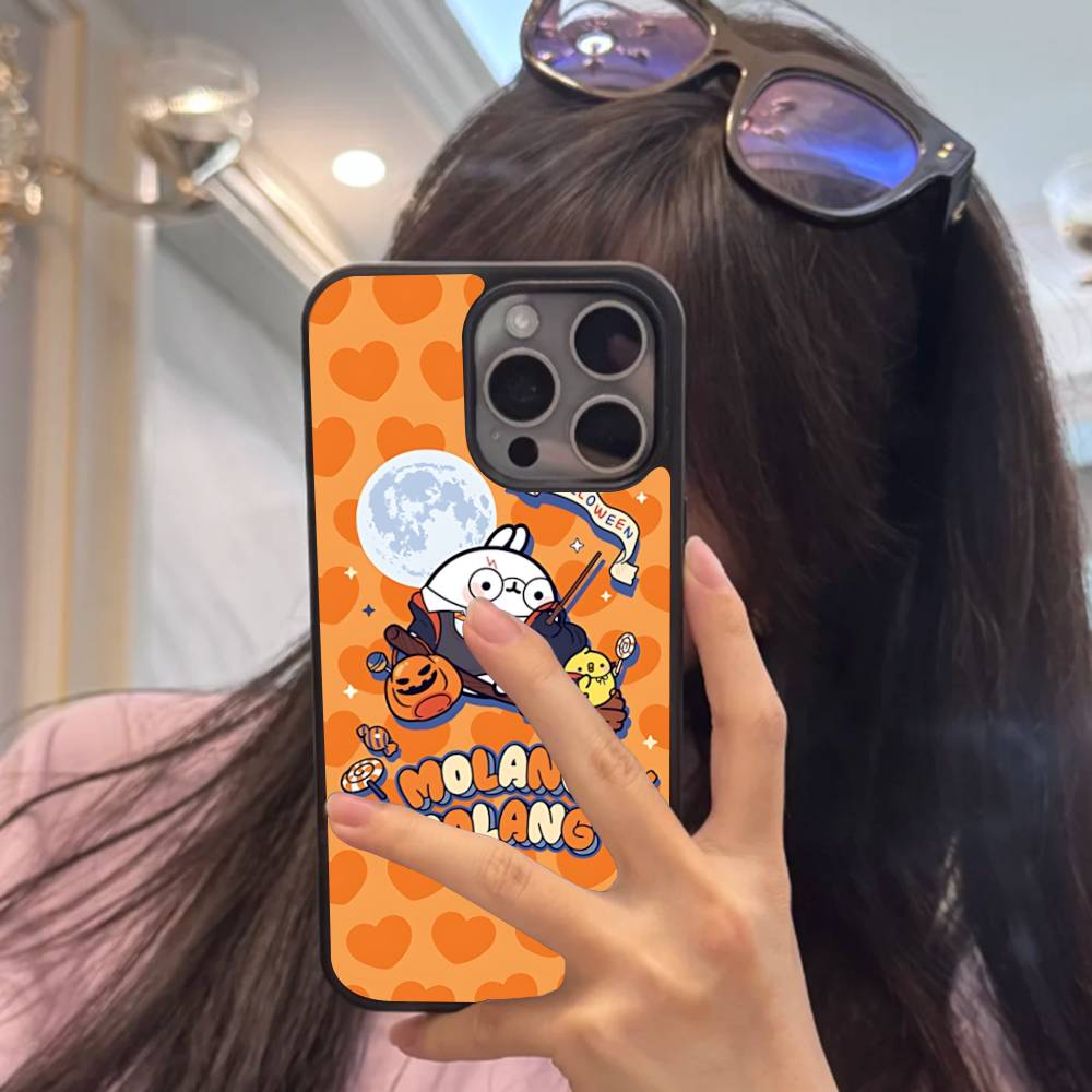 Kawaii Cute Rabbit M-MolangS Anime Phone Case For IPhone 17 16 Pro Max Air 13 12 Mini 14 15 Plus 11 PC+TPU Back Cover