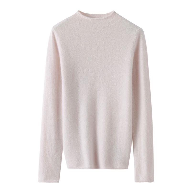 Korean Style High-Neck, Warm, Tight-Fitting Wool Sweater for Women To Pair with a Knit Cashmere Sweater.