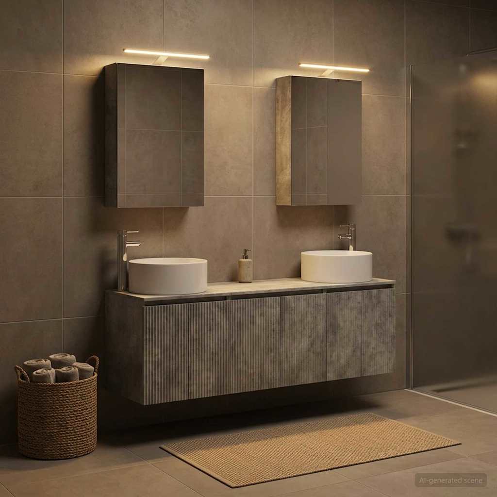 5 Piece Bathroom Cabinet Set Concrete Grey Particleboard