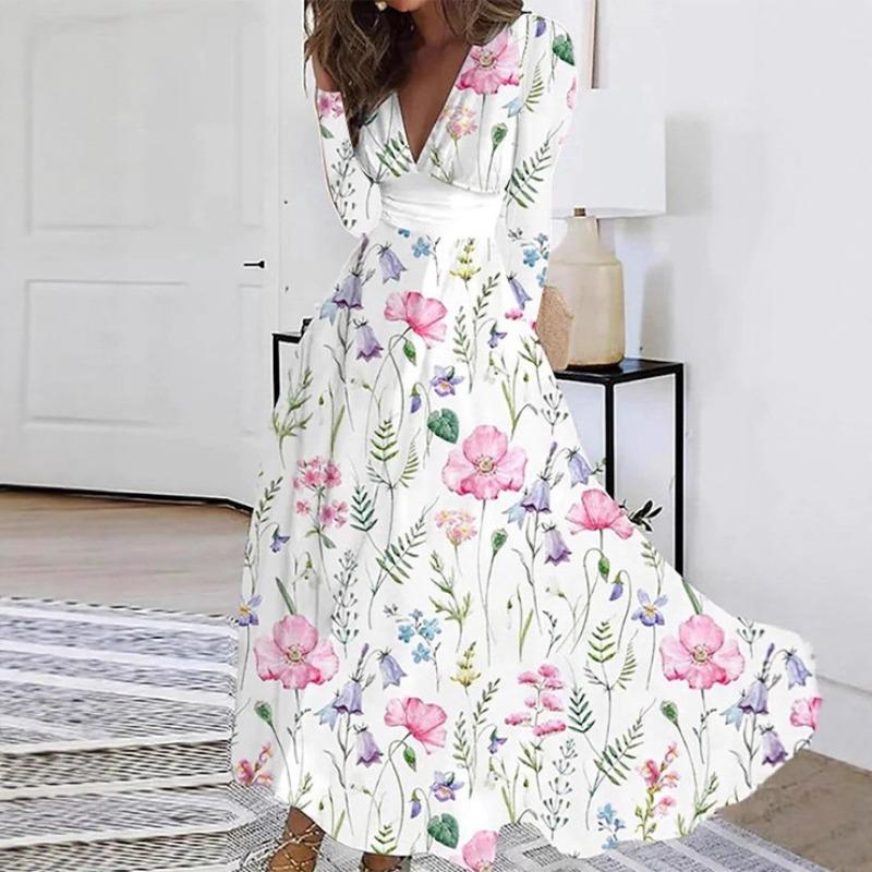 Autumn Collar Long Sleeve Printed Women's Dress Women's Clothing