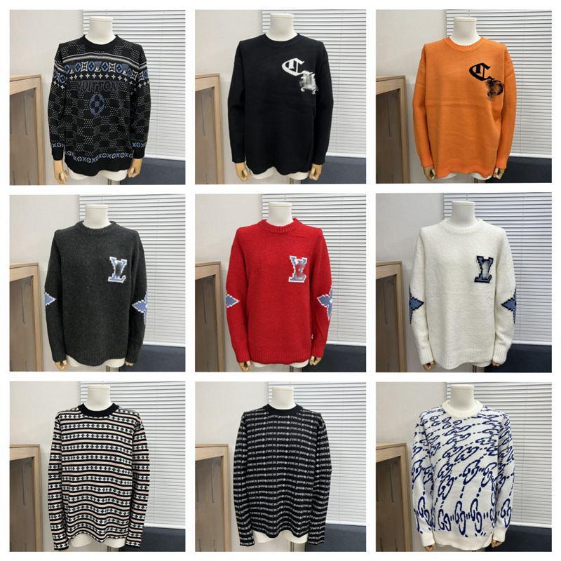 Unisex Trendig Rundhalsad Jacquardulltröja med Broderad Logga - Avslappnad & Mångsidig.