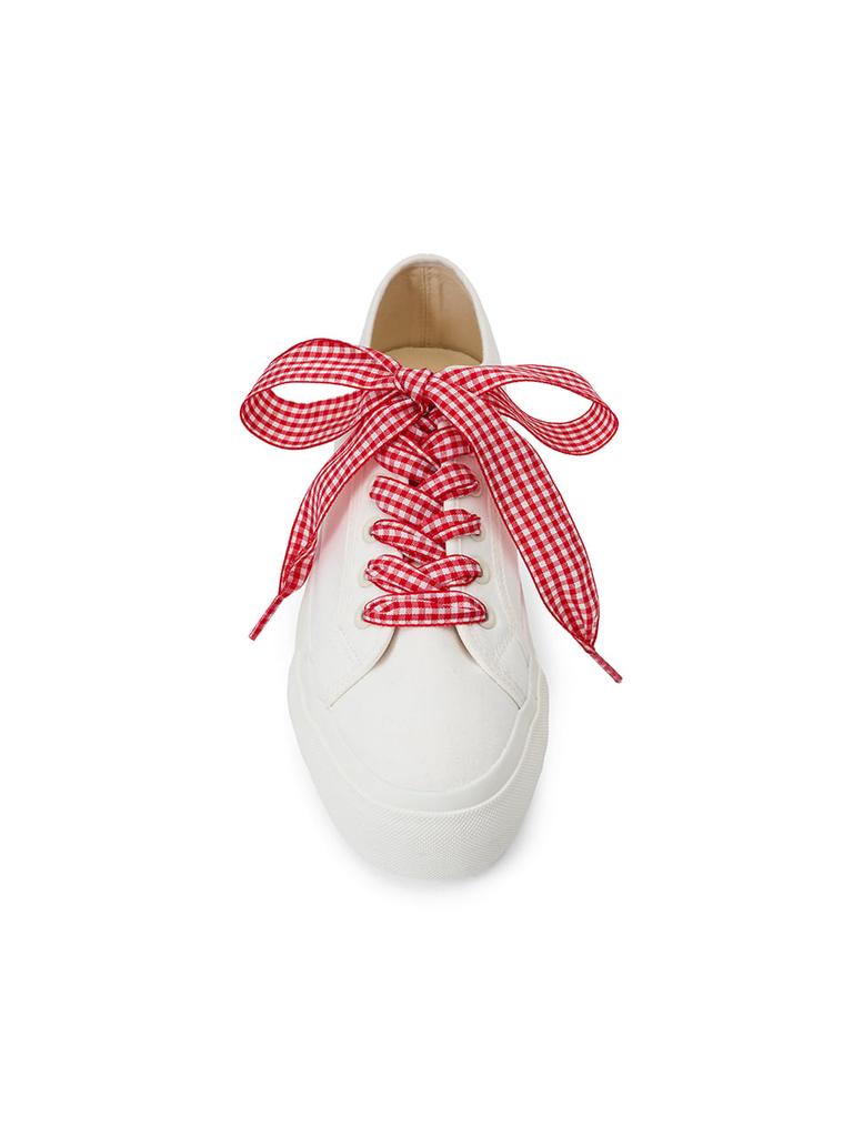 [mardimercredi] Gingham Check Ribbon Shoelace - Red