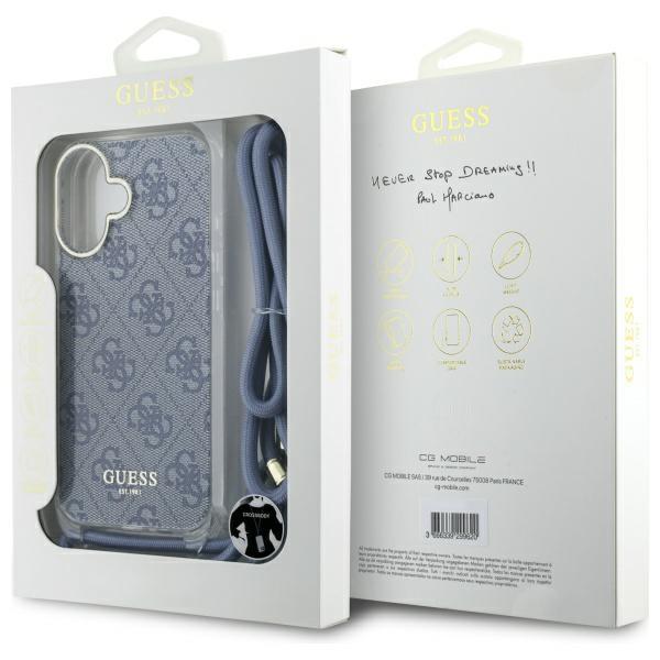 Guess Guhcp16Shc4Seb Iphone 16 6.1      Niebieski/Blue Hardcase Crossbody Cord 4G Print