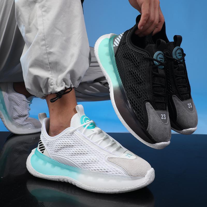 Silná podrážka Všestranná neohrabaná teniska pro muže Nový trend Síťovaná šněrování Prodyšná Neformální sportovní obuv Zvýšená měkká podrážka
