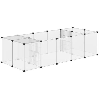 Modular Enclosure Pen for Small Animals 20 Panels for Guinea Pigs Hedgehogs 175 X 70 X 45 Cm White