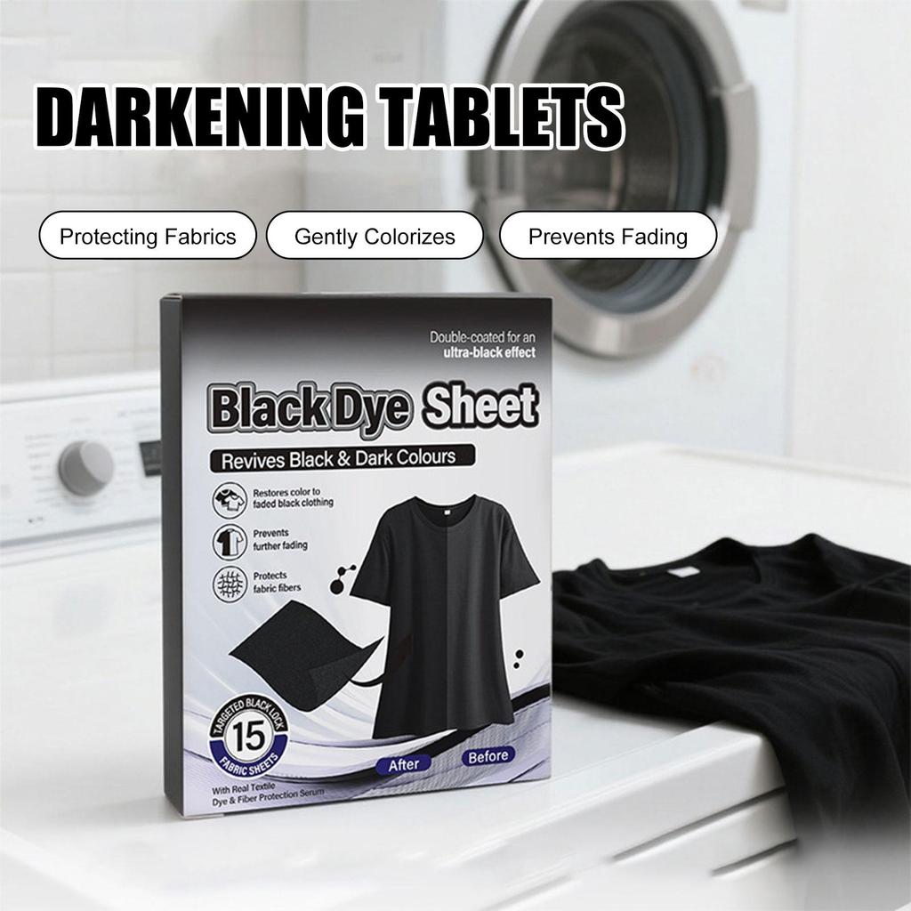 15 Pieces Black Clothing Dye Color Restorer Laundry Wash Sheets Fabric Renewal Kit for Jeans Shirts Socks Dark Garment Care