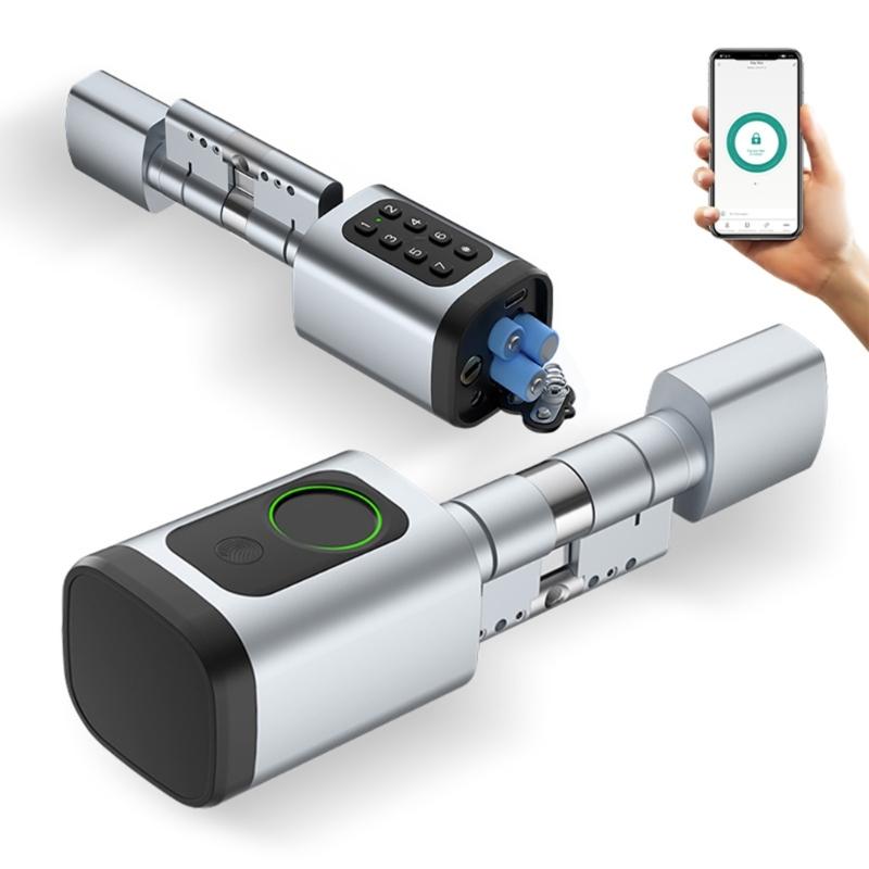 Fechadura de Porta Multifuncional Ajustável 5 Tecnologias de Acesso Integração com App Impressões Digitais Código Personalizado Chave Manual