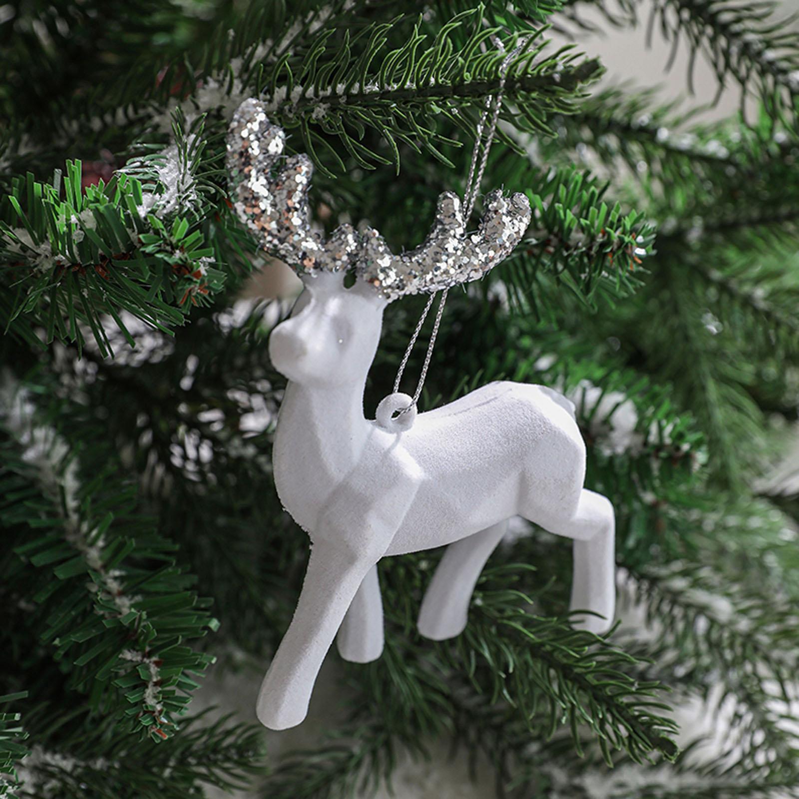

Christmas Elk Ornaments Christmas American Snow Deer Plastic Pendants Flocking Atmosphere Decoration Decorations One Size