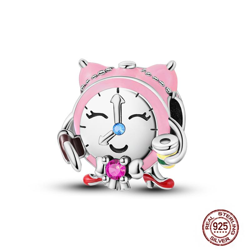 Pink Purple Series Charms Copper Murano Glass Butterfly Animal Paw Print Clasp Charm Beads Fit Original Bracelet Diy Jewelry