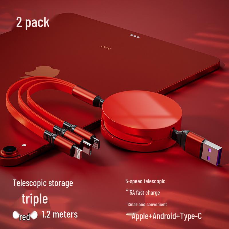Juran Retractable Multi-Head Fast Charging Cable - 3-in-1 Function