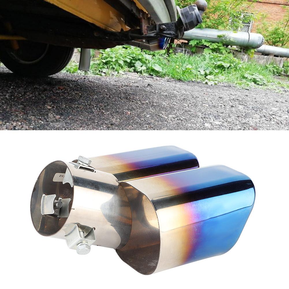 Tubo di Scarico Quadrato Universale in Acciaio Inossidabile per Auto, Doppia Uscita, Terminale Silenziatore Posteriore
