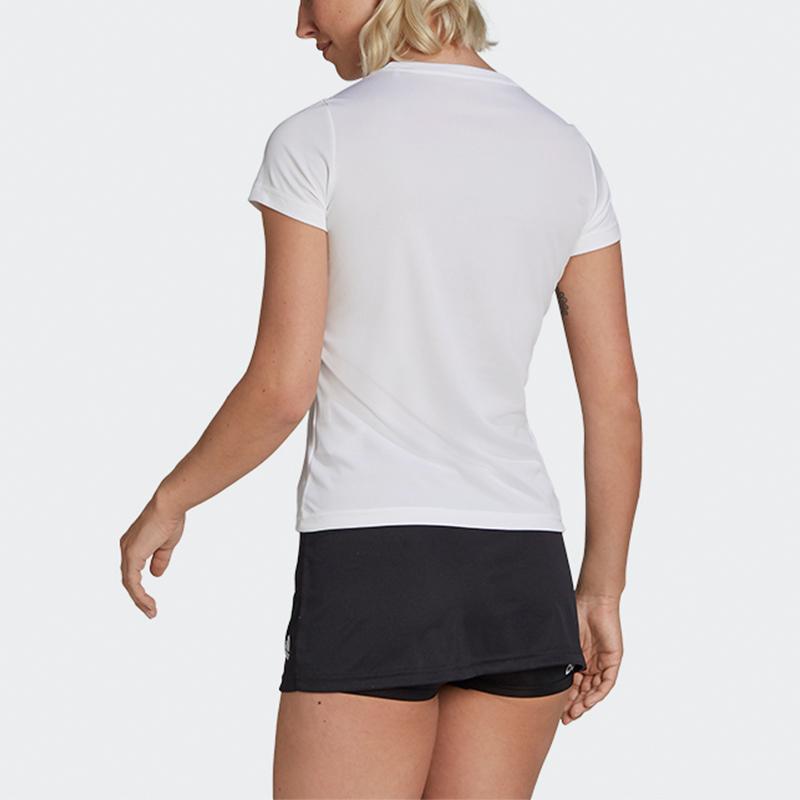 Adidas Logo Print Sports Crew Neck Short Sleeve T-Shirt Women tops White FT9737