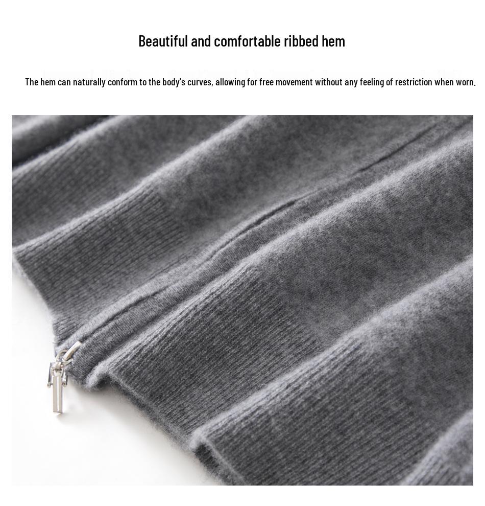 Men's Wool Cashmere Knit Zipper Cardigan - Autumn/Winter Warmth, Versatile Stand Collar, Loose Fit.