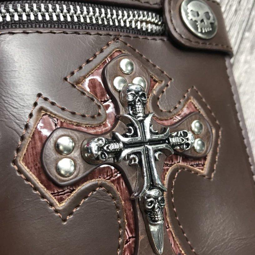 Nou Portofel personalizat pentru bărbați Skull Cross Antifurt Lanț Schimb Geantă Nitu
