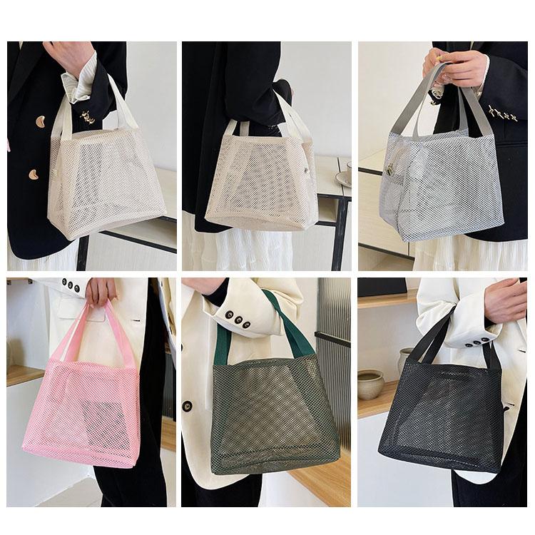 New Large Capacity Mesh Bag with handle Travel Toiltery Makeup Bag Portable Beach Bag Cosmetic Zipper Pouch
