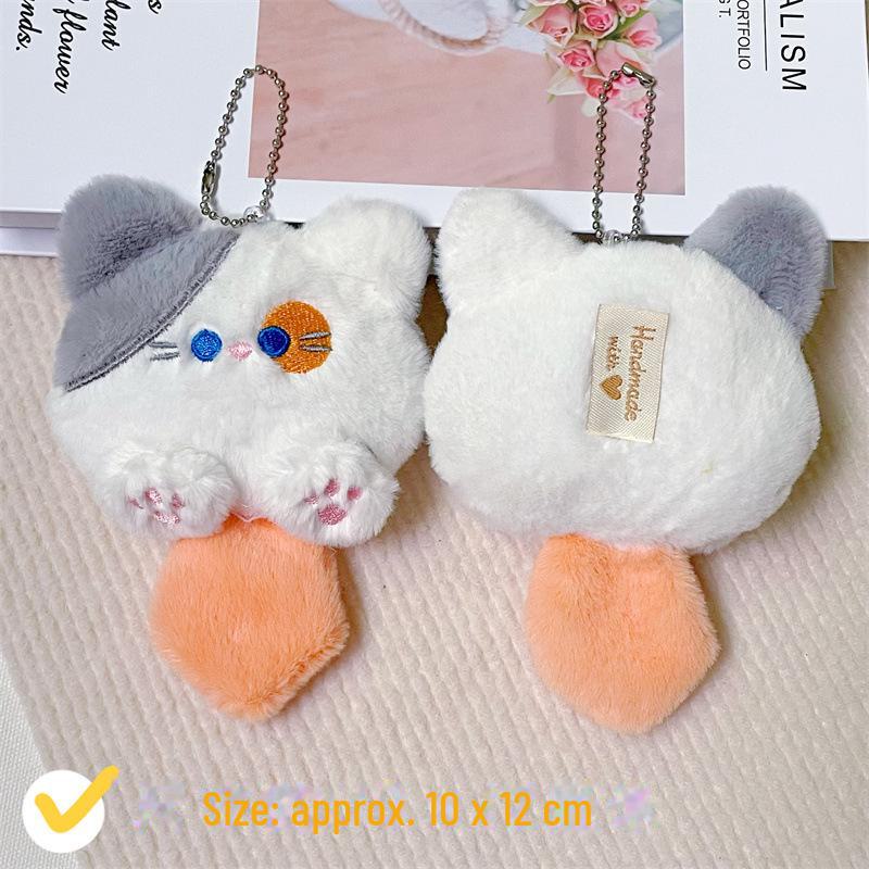 Cartoon Cat Plush Doll Brooch & Student Bag Charm