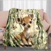 1PC Custom Name Baby Deer Nature Outdooor Flannel Blankets Throw Blanket All-Season Throw Gift Bedspread for Couch, Bed, Camping Holiday Birthday Gift