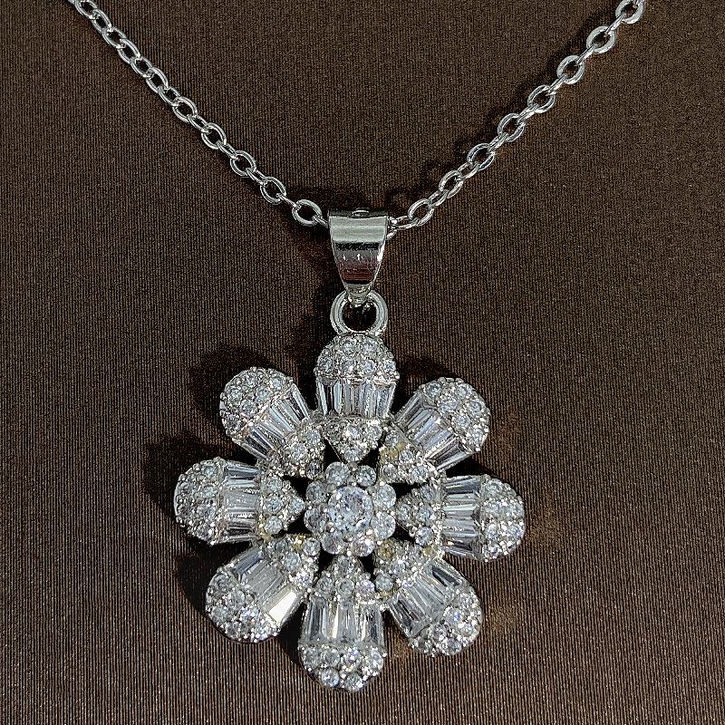 

Ожерелье с подвеской в виде подсолнуха из кристаллов высшего качества для женщин, винтажные ювелирные изделия из стерлингового серебра 925 пробы, ожерелья с цепочкой, женское колье, бижутерия 45cm