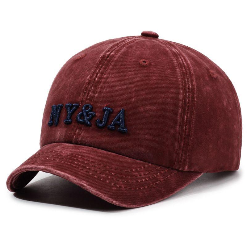 American Retro Baseball Cap Spring and Summer Short Brim Letter Embroidery Washed Old Cap Outdoor Sun Hat Unisex Retro Street Soft Top Sun Hat