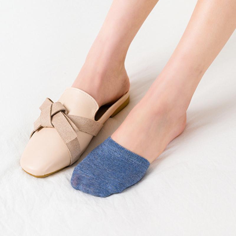 10 Pairs Women's Seamless Half-palm Socks Solid Color Invisible Non Slip Toe Topper Socks
