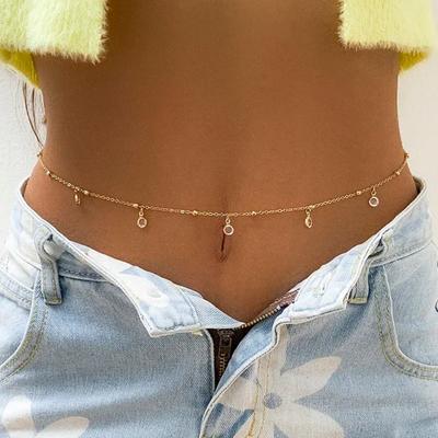 Temperament Sexy Crystal Pendant Chain for Women Waist Bead Belly Chain Belly Belt Summer Beach Body Jewelry Party Accessories