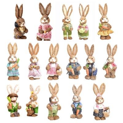Lapin de Pâques artificiel en paille, décorations pour fêtes à thème de Pâques, maison, jardin, mariage, artisanat