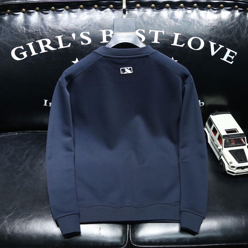 Europeisk Stil Broderad Smal Passform Långärmad Tröja för Herrar