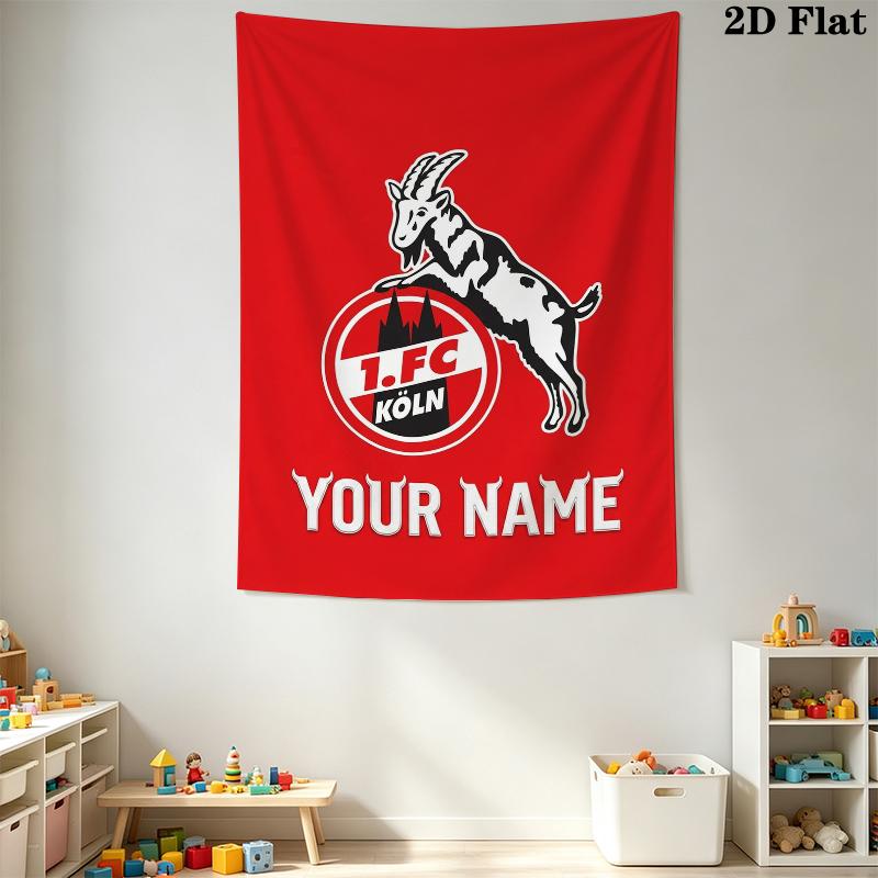 Custom Name FC KÖLN Wall Tapestry Aesthetic Wall Hanging Printed Fabric Blanket Decorative Tapestries for Bedroom Living Room Home Decor