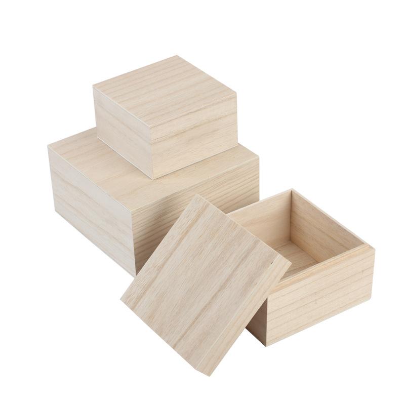 Small Natural Wood Rectangle Storage Boxes with Laser Engraved Logo for Jewelry Gift Packaging Storage