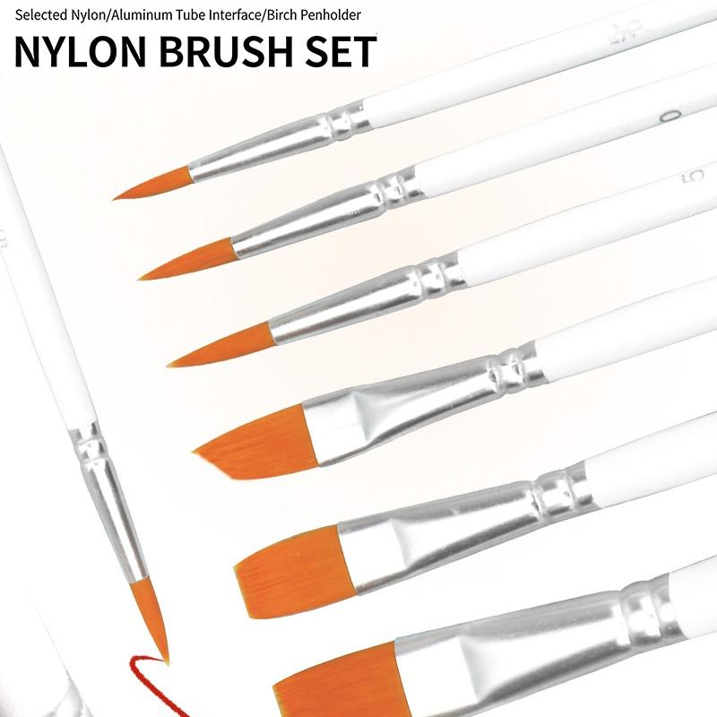 Acrylic Oil Watercolor Artist Brushes Set 6pcs Nylon Material Soft Bristle for Kids Classroom Art Drawing Projects