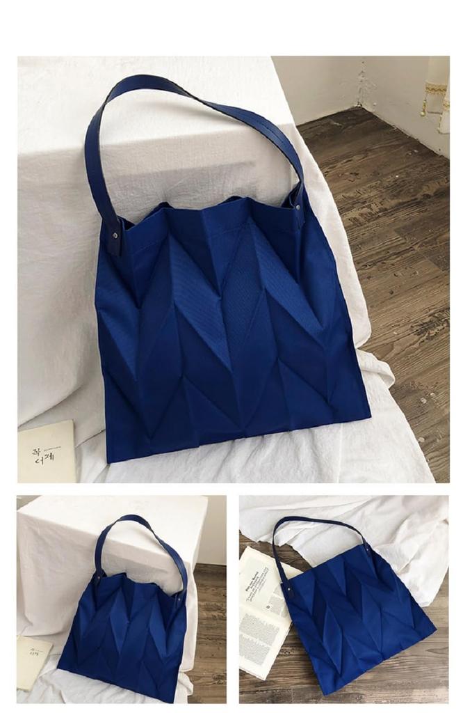 Maison De TAO Pleated Foldable Lightweight Eco Bag for Travel (Blue)