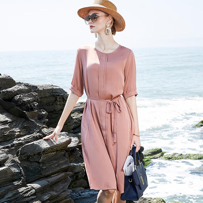 XUEXI Women s French Style Mulberry Silk Dress L