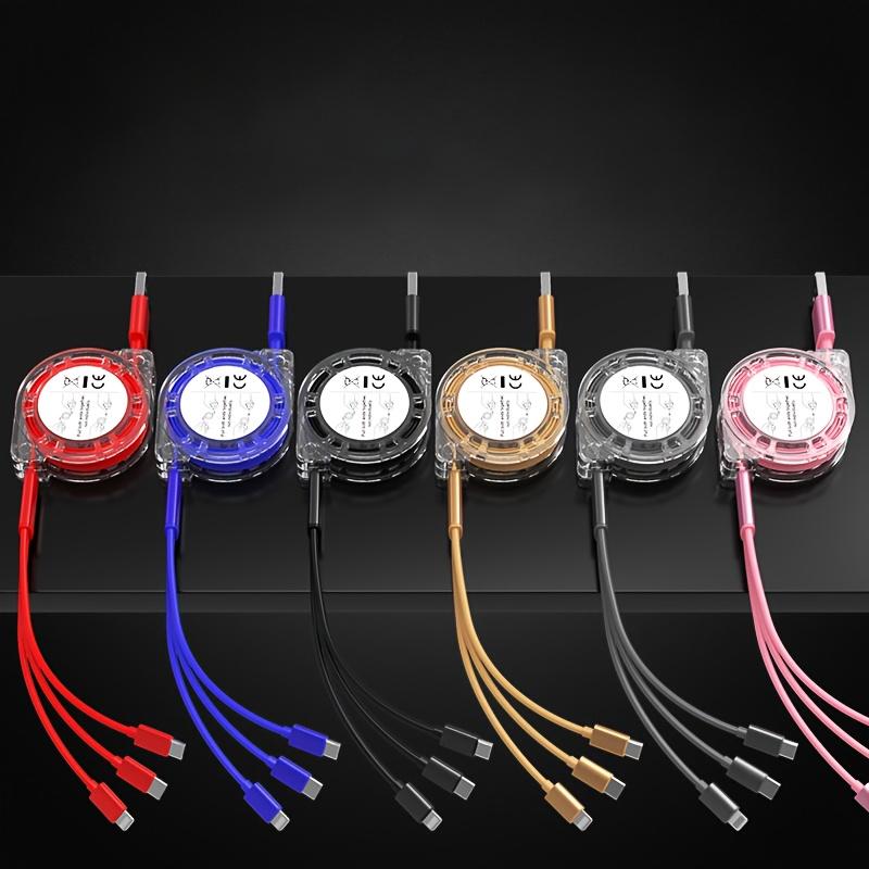 

3-in-1 Retractable Fast Charging Cable with Lightning, Micro USB, and Type-C Interfaces, 1m Length, 15W Output Telescopic Crystal золотий