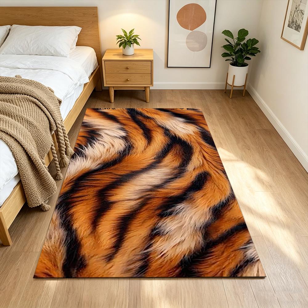 Tiger Stripe Pattern Close-up Non-Slip Home Carpet Design for Office Decor Living Room Bedroom Gift