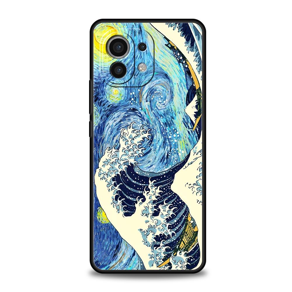 Golden Great Wave Kanagawa Surf Case For Xiaomi Poco X4 X3 NFC F3 F4 M3 M4 Mi Note 12T 10 12 11 Ultra 11T Pro 10T Lite 9T Cover