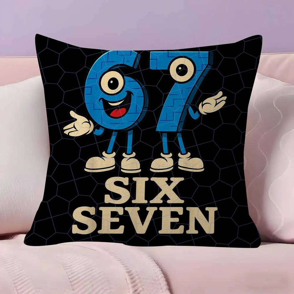 Cartoon 67 Six Seven  Cushion Cover Pillow Cover Decor Pillowcase Printed Cushion Case for Couch