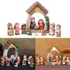 Nativity Statue Scene Set Holy Manger Christmas Crib Figurines Miniatures Ornament Church Gift Home Decorations