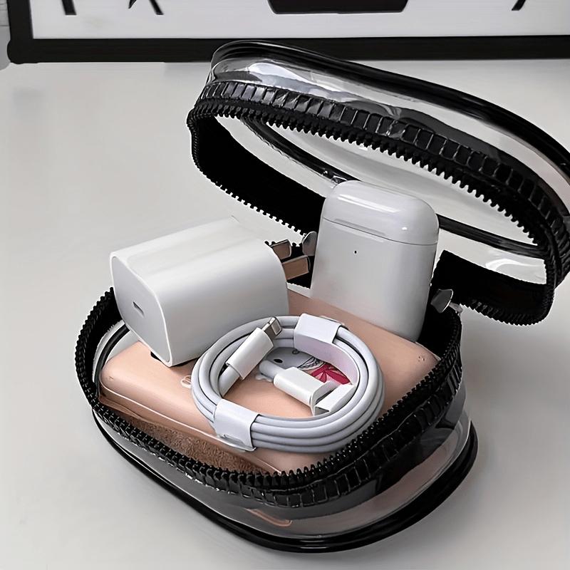 Portable Mini Transparent Zipper Storage Bag, Multi-functional Jewelry Organizer Pouch, Suitable for Earphones, Power Banks