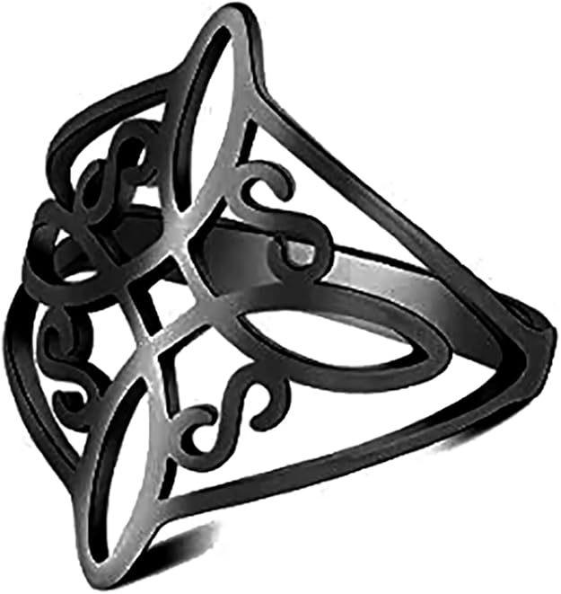 

Simple And Elegant Titanium Steel Ring With Golden Curling Four-Sided Continuous Pattern Design Fashion Versatile Jewelry No. 7 чёрный