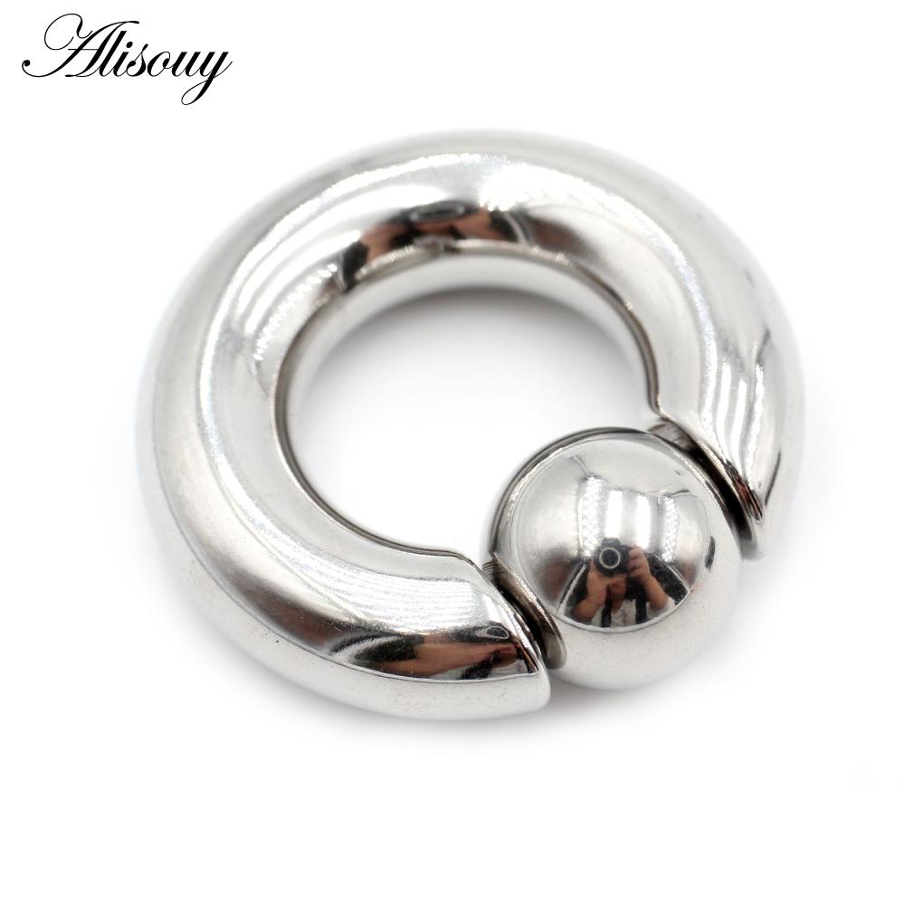 Alisouy 1pc Big Stainless Steel Captive Hoop BCR Eyebrow Tragus Closure Nipple Bar Lips Nose Rings Ear Piercing Body Jewelry