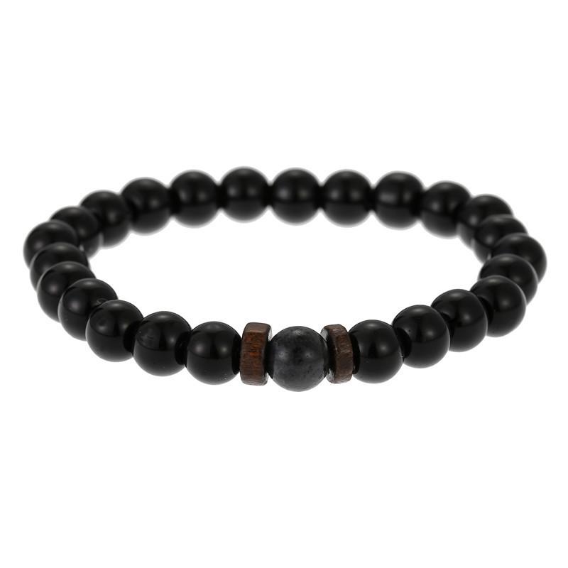 Volcanic and Black Iron Stone Couple Bracelets - Shining Gemstone Style.