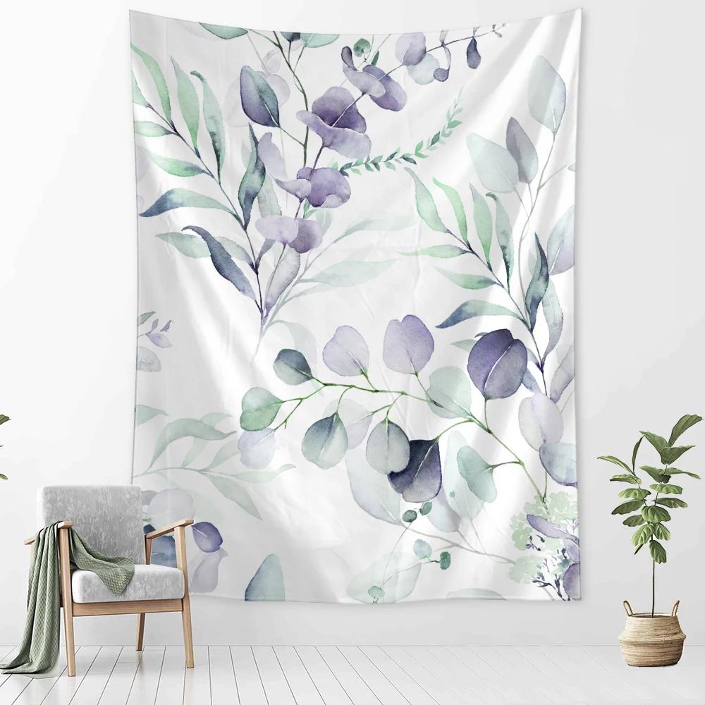 Ink Wash Leaf Plant Tapestry Wall Hanging Simple Modern Art Hippie Bohemian Living Room Bedroom Home Decor Background Cloth