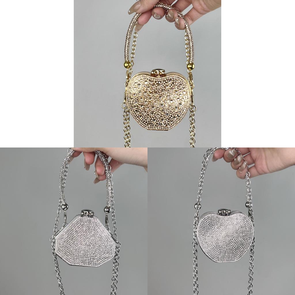 Acylic Mini Doublesided Diamond Clutch With Heart And Lock Buckle For Daily Street Style