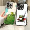 Cute Cartoon Frog Plating Phone Case For Iphone 16 17 Pro Max Air 16E 14 15 Plus 12 13 Mini Anti-Fall Airabag Cover