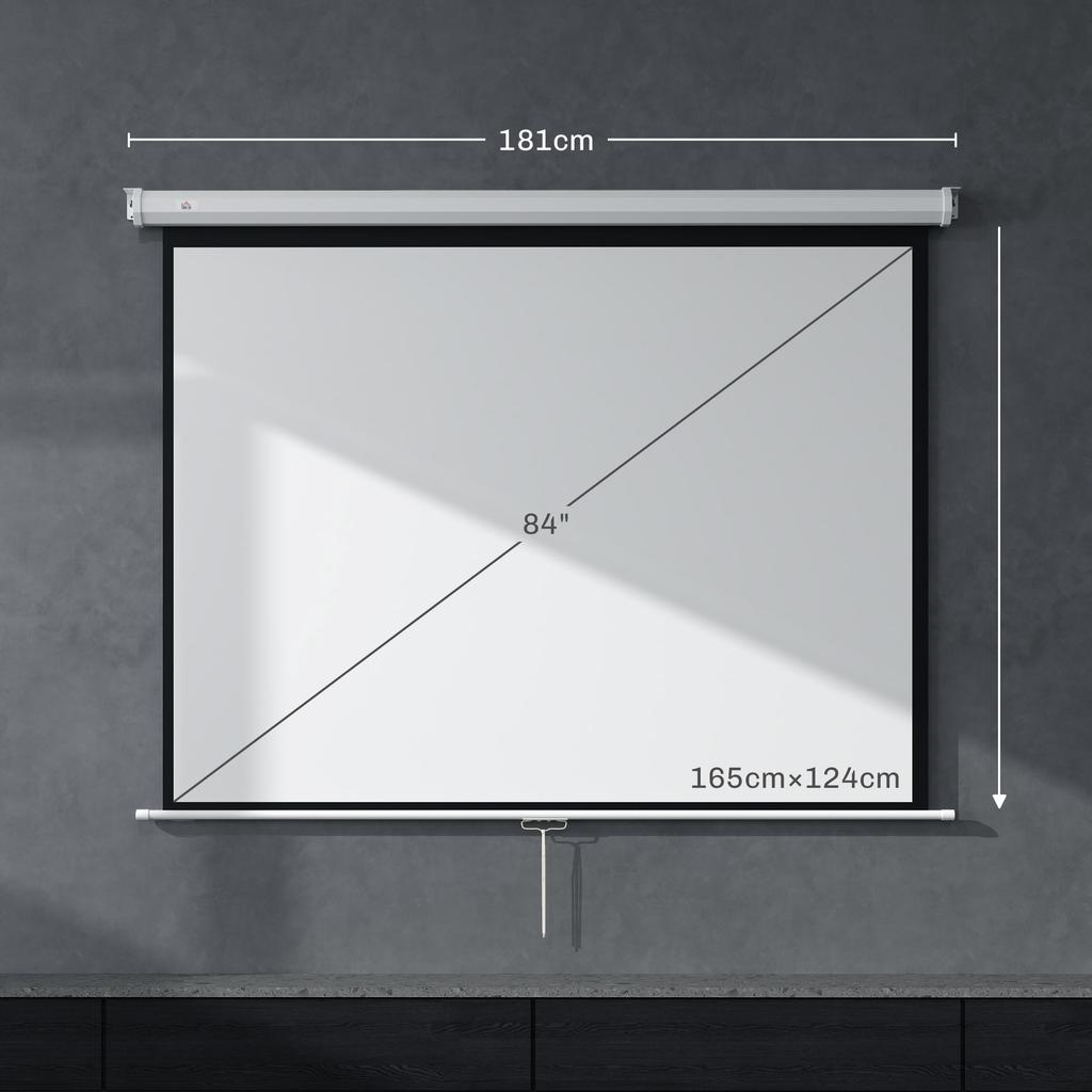 Projector Screen 171 X 128 Cm (84 Inch) 4:3 HD 4K Projection Screen Plastic, Metal Home Theater