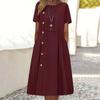 Casual Midi Dress for Women Beautiful Beach Dress Pleated O Neck Lady Clothes