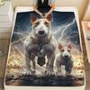 1Pc LightningPuppy Print Flannel Blanket, High quality Comfortable for All Seasons, Home Decor, Warmth and Comfort, Perfect for Christmas Gifts