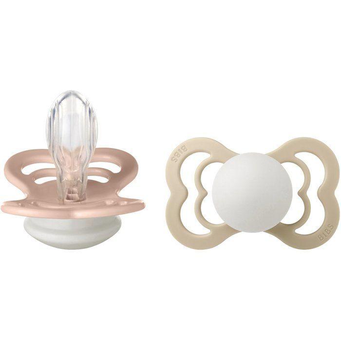 Sucette bébé - BIBS Supreme - Symétrique - T2 - Silicone - Blush Vanilla - Pack de 2