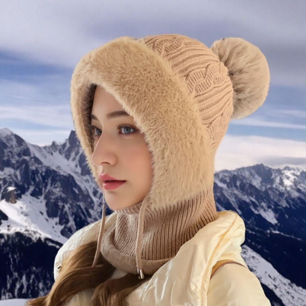 Warme Beanie Mütze Ohrenschutz Sturmhaube Mode Strickmütze Damen
