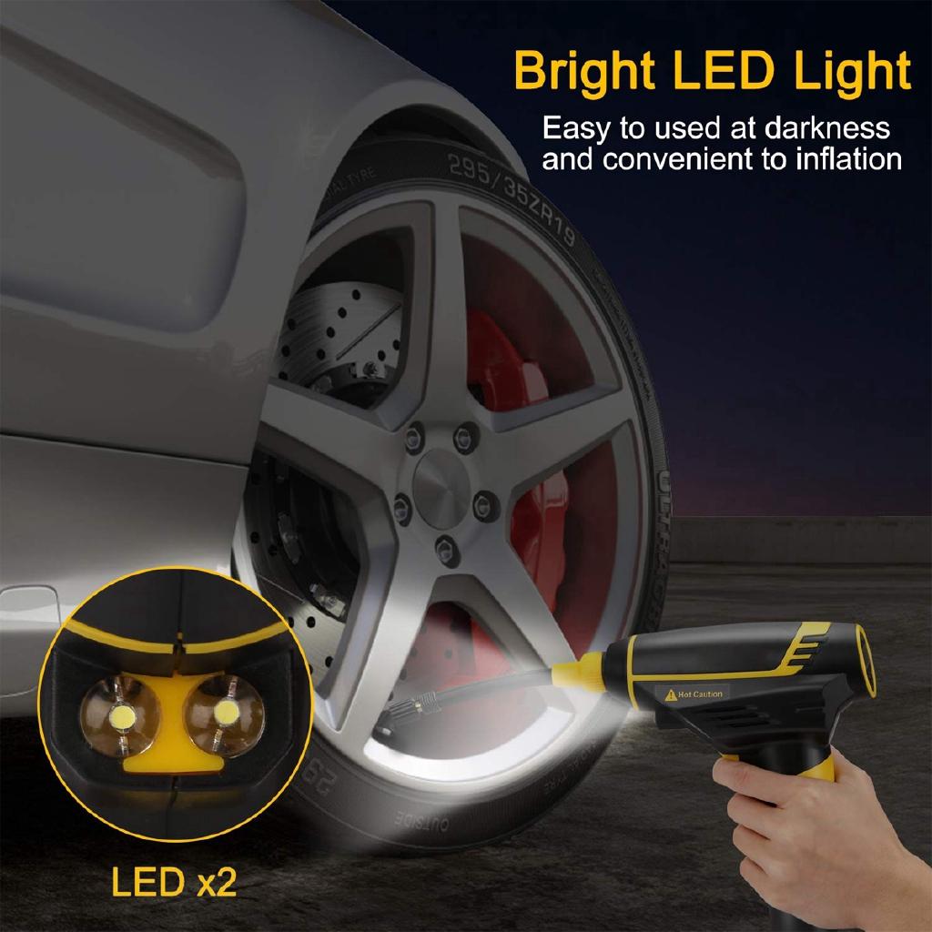 12V 150PSI Cordless Handheld Air Inflatable Pump 120W Emergency Car Tyre Inflator Pump LCD Digital 2200mAh USB Charging
